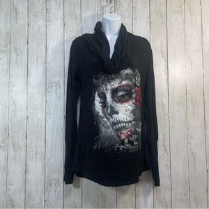 Spiral Direct Gothic Cowl Neck Off shoulder Top Large